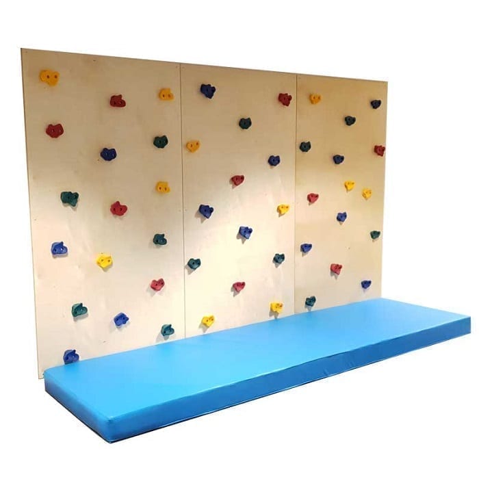 Climbing Wall with 3 Panels and Safety Mat