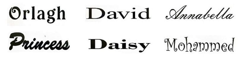 Writing Font Styles for Personalisation Writing Font Styles for Personalisation