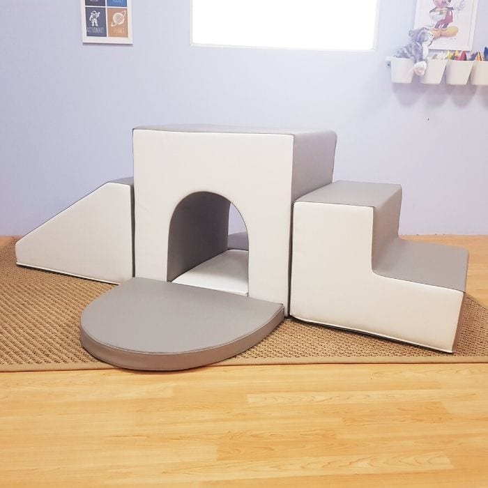 Soft Play Baby Arch Tunnel in Grey & White
