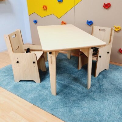 Adjustable Montessori Rectangle Table & 2 Chair Set