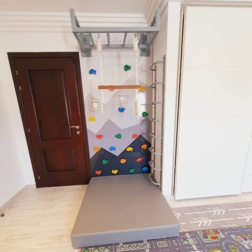 Climbing Wall Panel with Mountain Graphic, Ladder & Monkey Bar - Type 2