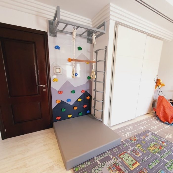 Climbing Wall Panel with Mountain Graphic, Ladder & Monkey Bar - Type 2