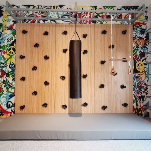 Climbing Wall with Monkey Bars, Ladder and Safety Mat – 3 panels