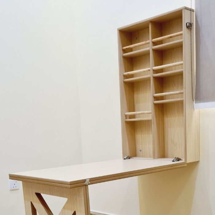 Fold Down Table with Storage Shelves